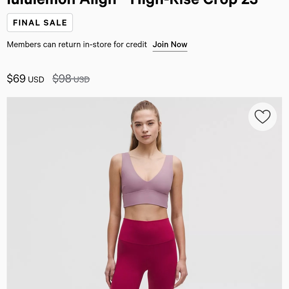 lululemon athletica High-Rise Crop Leggings - Pink and Red